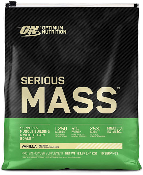 Serious Mass, порошок для набора веса (с ванилью) 12 фунт Пакетик       