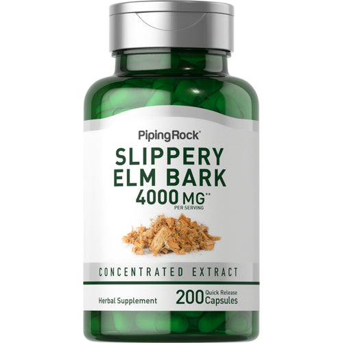 Slippery Elm Bark, 4000 mg (per serving), 200 Quick Release Capsules Bottle