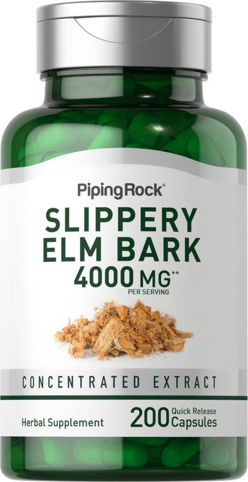 Slippery Elm Bark, 4000 mg (per serving), 200 Quick Release Capsules Bottle
