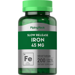 Slow Release Iron, 45 mg, 200 Coated Tablets Bottle