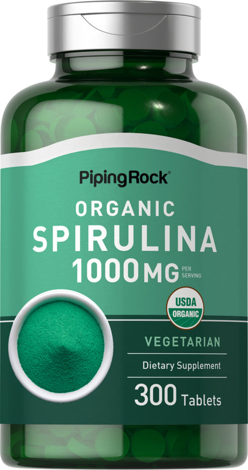 Spirulina (Organic), 1000 mg (per serving), 300 Vegetarian Tablets Bottle