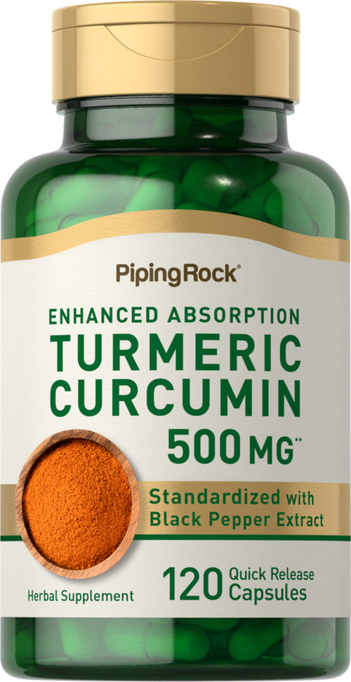 Complexo normalizado de curcuma e curcumina  500 mg 120 Cápsulas de Rápida Absorção     