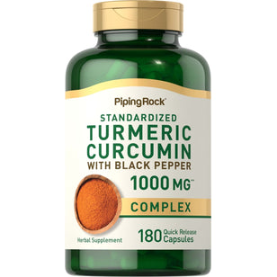 Standardized Turmeric Curcumin Complex w/ Black Pepper, 1000 mg, 180 Quick Release Capsules Bottle