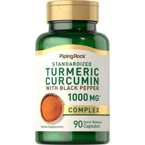 Gestandaardiseerd kurkuma curcumine complex met zwarte peper 1000 mg 90 Snel afgevende capsules     