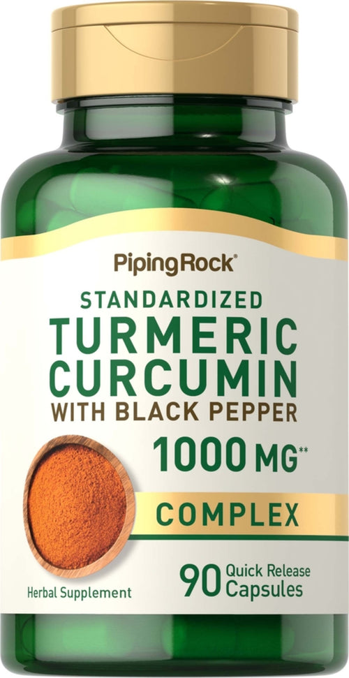Complesso di curcuma e turmerico standard con pepe nero 1000 mg 90 Capsule a rilascio rapido     