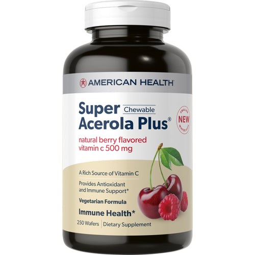 Super Acerola-Kautabletten mit Vitamin C (natürliche Beere) 500 mg 250 Kaubare Waffeln     