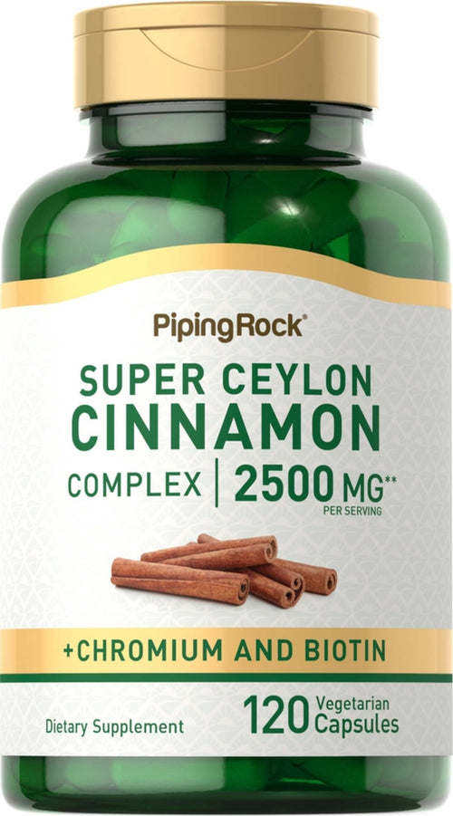 Super Ceylon Cinnamon Complex w Chromium & Biotin,, 2500 mg (per serving), 120 Vegetarian Capsules-Bottle