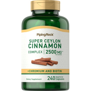 Super kompleks z cynamonem, chromem i biotyną 2500 mg (na porcję) 240 Kapsułki wegetariańskie     