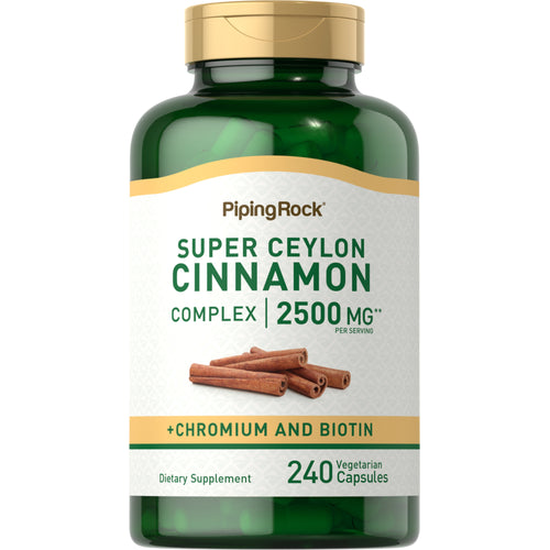スーパー シナモン複合体、クロミウム & ビオチン配合 2500 mg (1 回分) 240 ベジタリアン カプセル     