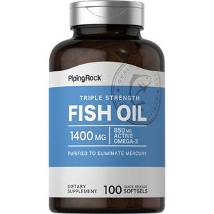 Aceite de pescado Omega-3 de triple concentración 1360 mg(900 mg de omega-3 activo) 100 Cápsulas blandas de liberación rápida       