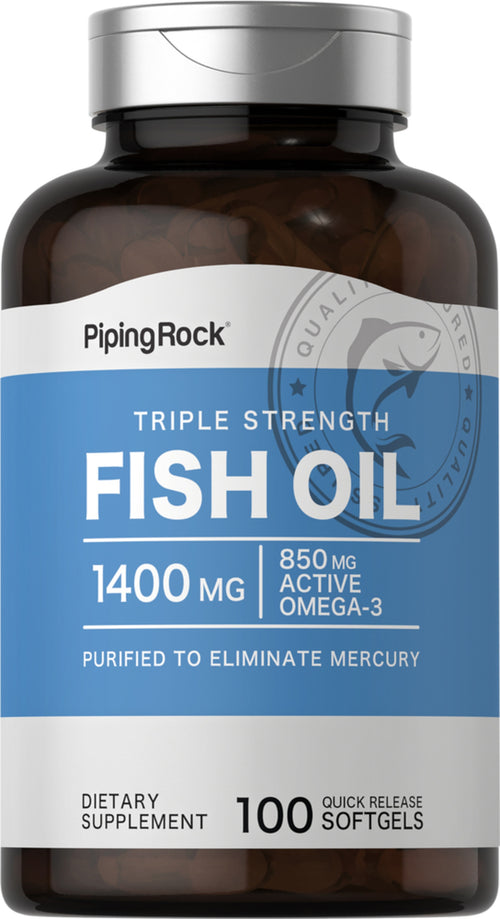 Fiskolja med Omega-3 och tredubbel styrka 1360 mg (900 mg aktiv Omega-3) 100 Snabbverkande gelékapslar       