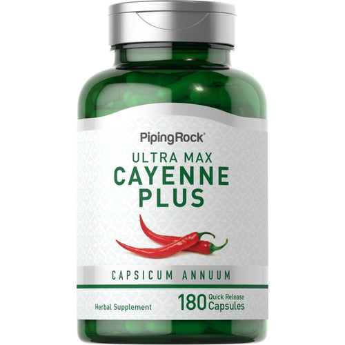 Ultra Max Cayenne Plus, 180 Quick Release Capsules  Dietary Bottle