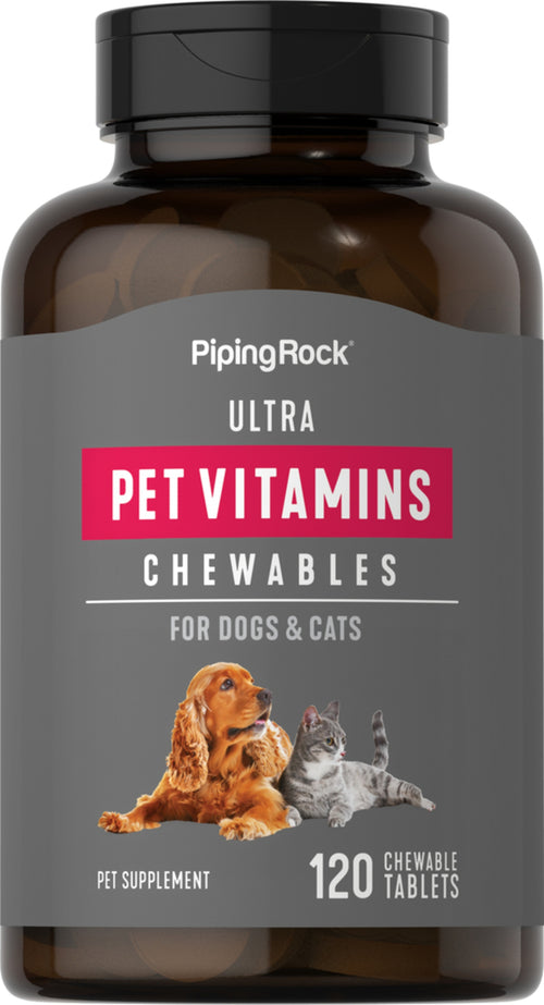 Ultra Pet Vitamins for Dogs & Cats, 120 Chewable Tablets-Bottle