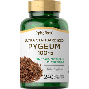 Pygeum normalizado (dupla potência 25%) 100 mg 240 Cápsulas de Rápida Absorção     