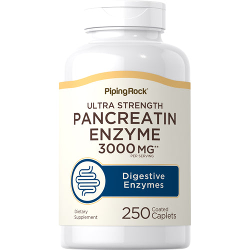 Ultra Strength Pancreatin Enzyme, 3000 mg (per serving), 250 Coated Caplets Bottle