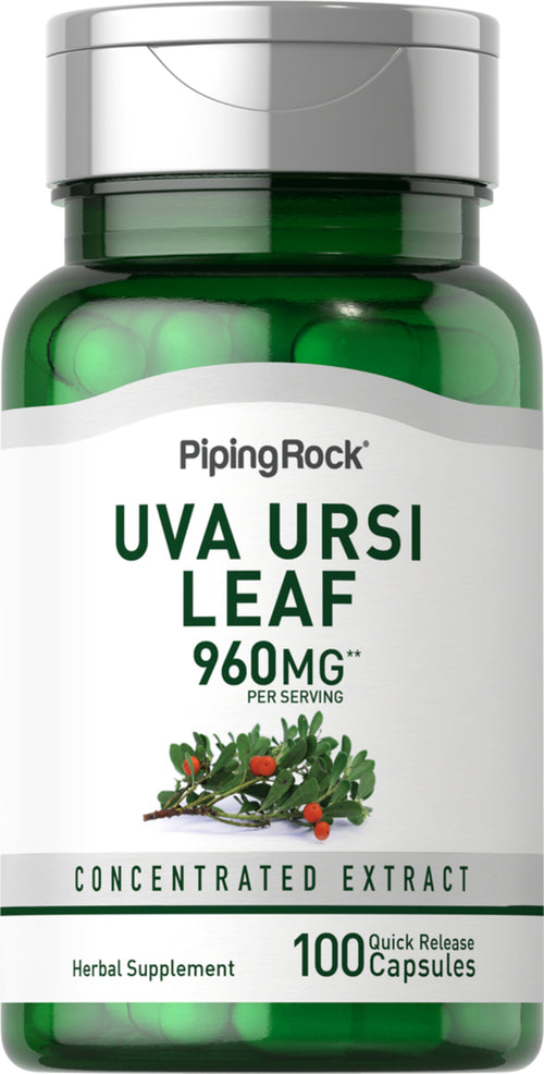 Uva Ursi Leaf (Bearberry), 960 mg (per serving), 100 Quick Release Capsules -Bottle