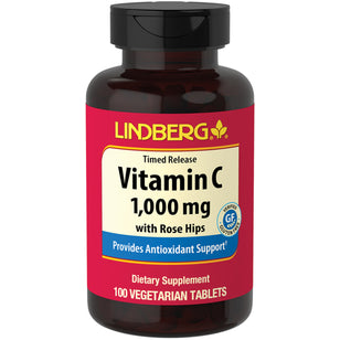 維生素C 1000  mg / 生物類黃酮 & 玫瑰果緩釋片劑 100 素食專用錠劑       