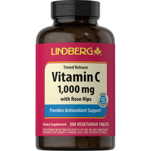 Vitamin C 1000 mg with Rose Hips (Timed Release), 250 Vegetarian Tablets