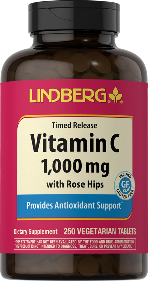 Vitamin C 1000 mg m/bioflavonoider og hyben - optages over tid 250 Vegetar-tabletter       