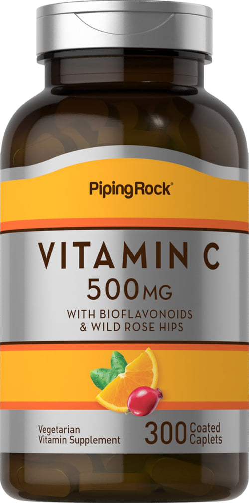 Vitamin C 500mg m/bioflavonoider og hyben 300 Overtrukne kapsler       