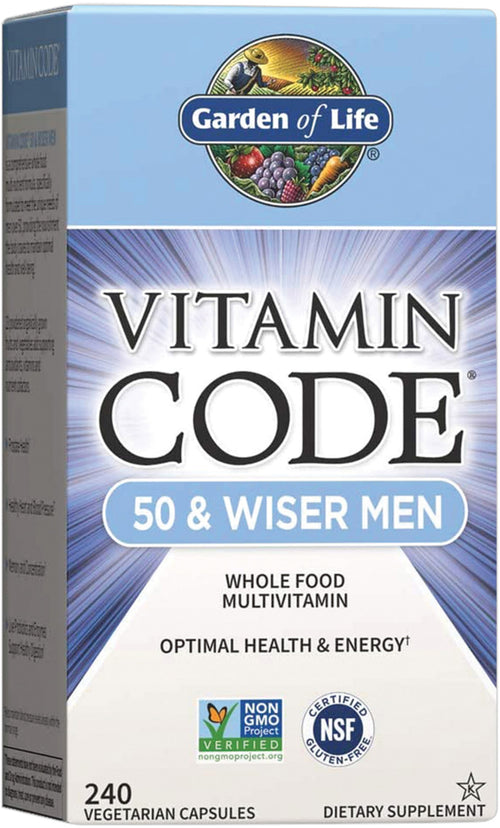 Vitamin Code 50 & Wiser Men -multivitamiini 240 Kasviskapselit       