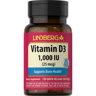 Vitamine D3 1000 IU 120 Snel afgevende softgels     