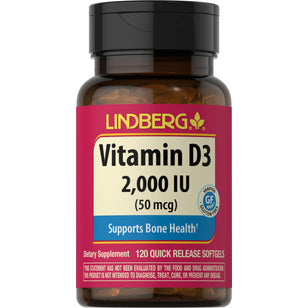 Vitamin D 3 2000 IU 120 Softgel for hurtig frigivelse     