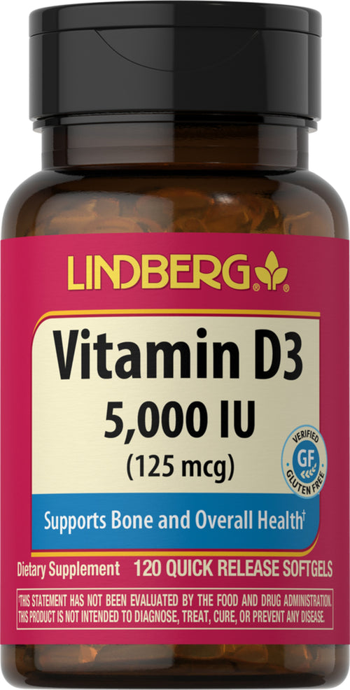 Vitamina D 3 5000 IU 120 Capsule in gelatina molle a rilascio rapido     