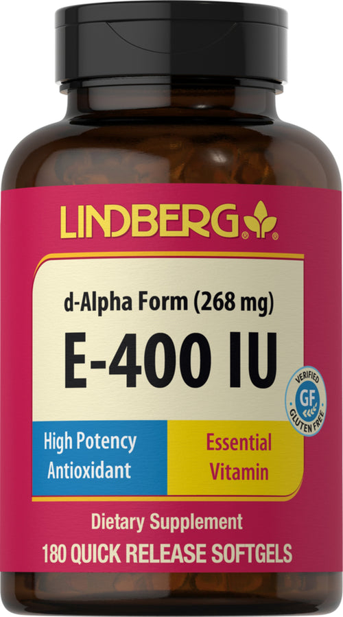 Vitamina E-400 IU (d-alfa tocoferolo) 180 Capsule in gelatina molle a rilascio rapido       