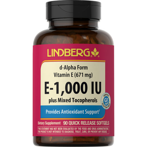Vitamin E plus blandade tokoferoler 1000 IU 90 Gelékapslar     