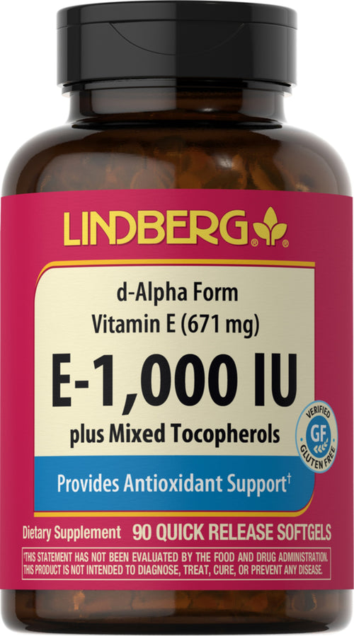 Vitamine E avec mixe de tocophérols 1000 IU 90 Capsules     