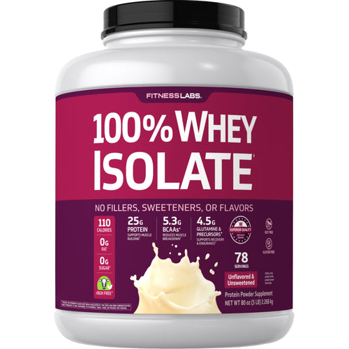Whey Protein Isolate (Unflavored & Unsweetened), 5 lb (2.268 kg) Bottle