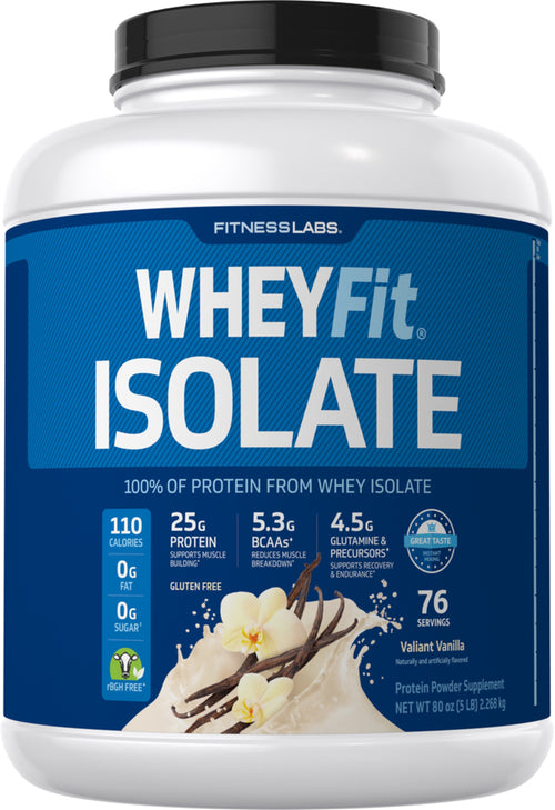 Proteine del siero di latte WheyFit Isolato (vaniglia Valiant) 5 lb 2.268 kg Bottiglia    