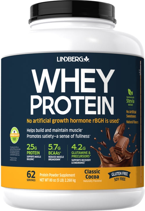 Whey Protein Powder (Natural Chocolate), 5 lb (2.268 kg) Bottle