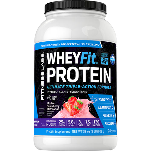 Proteine WheyFit (Vârtej de căpșuni) 2 lb 908 g Sticlă    