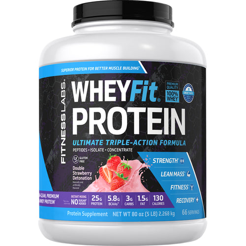 WheyFit protein (jordbærsnurr) 5 pund 2.268 kg Flaske    