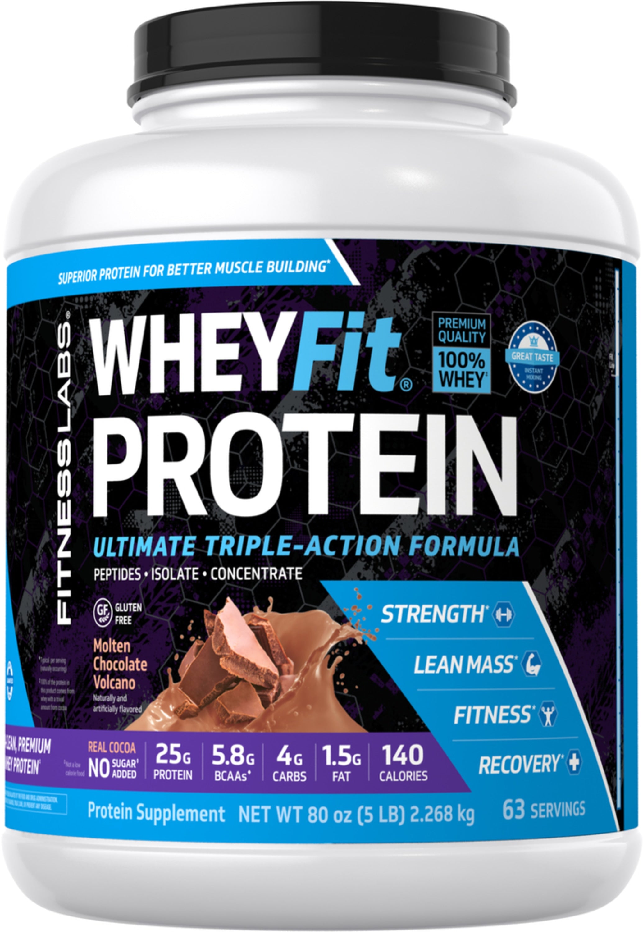 Whey Protein WheyFit (Molten Chocolate Volcano), 5 lb (2.268 kg) Bottl