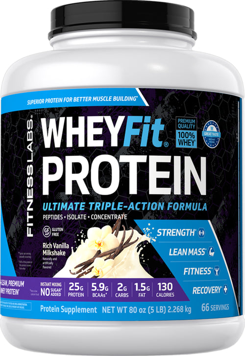 WheyFit-protein (cremet vanilje) 5 pund 2.268 Kg Flaske    