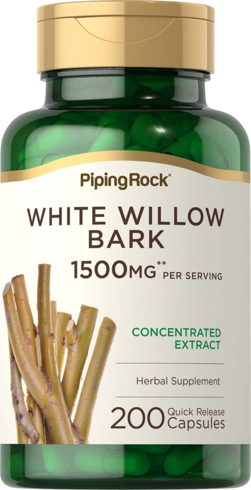 White Willow Bark, 1500 mg (per serving), 200 Quick Release Capsules Bottle
