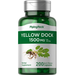 Yellow Dock, 1500 mg (per serving), 200 Quick Release Capsules Bottle