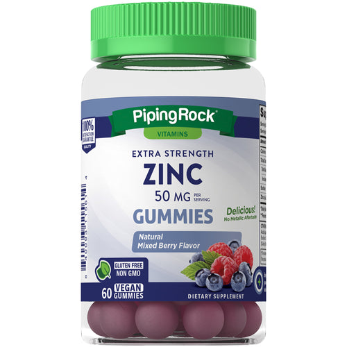 Zinkgummier (naturlig blandet bær) 50 mg (pr. dosering) 60 Veganske vingummier     