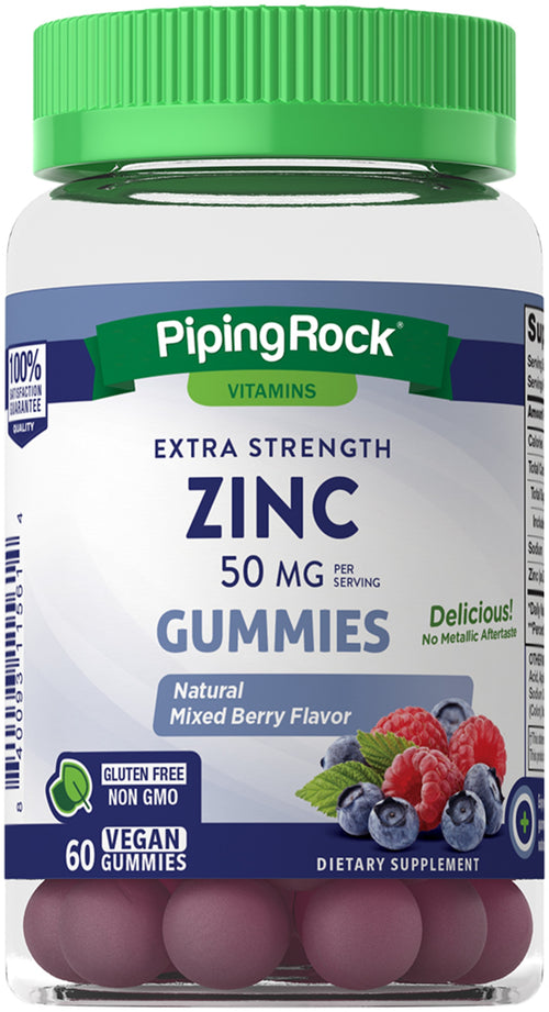 Gomas de Zinco (sabor natural mix de frutas vermelhas) 50 mg (por dose) 60 Gomas veganas     